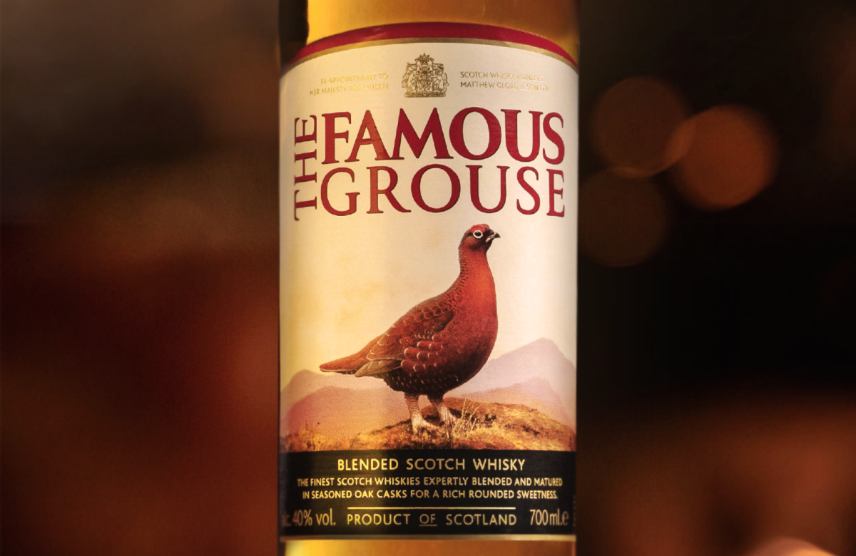 Close up of The Famous Grouse label