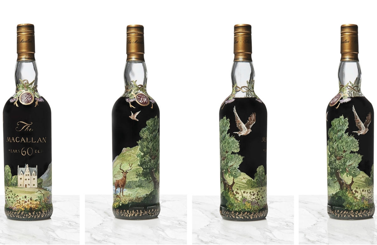 Bottle shot of The Macallan Peter Adami 1926 bottle which is hand painted