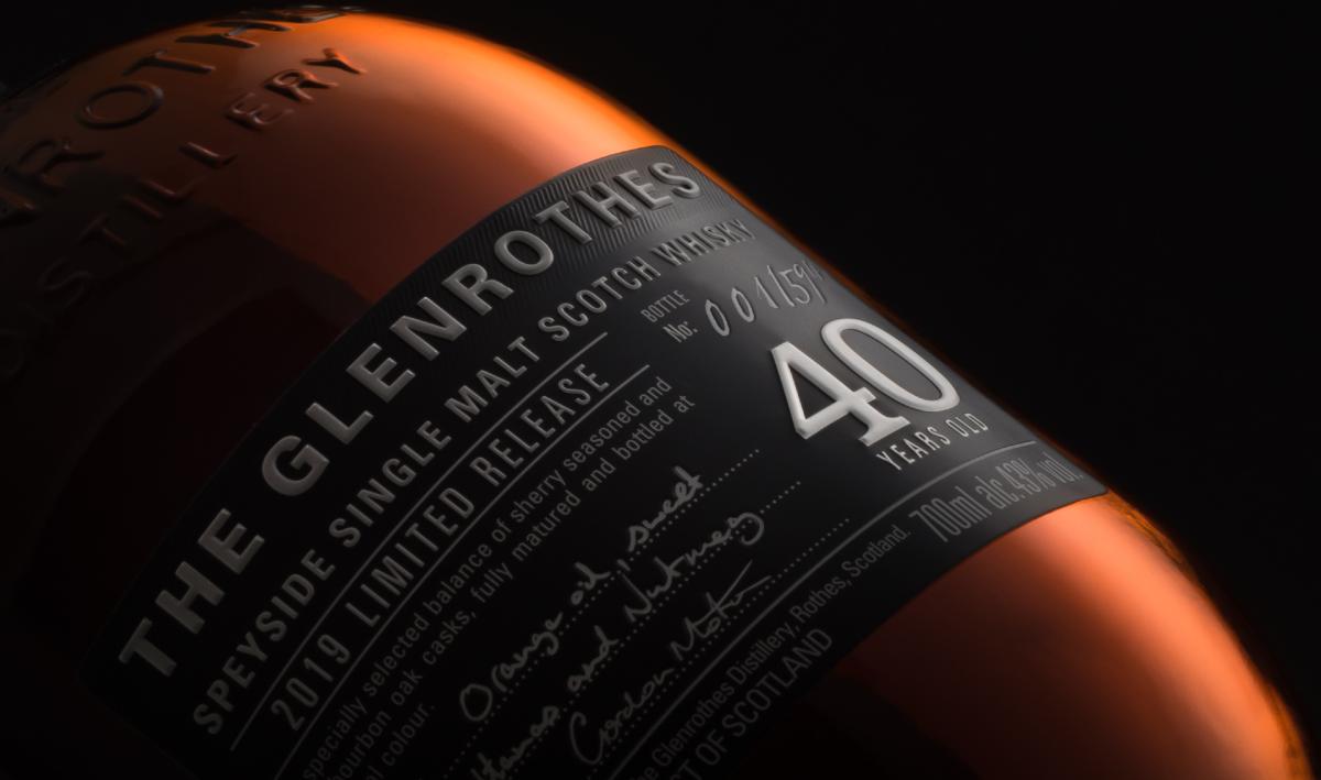 Close up of The Glenrothes 40YO label