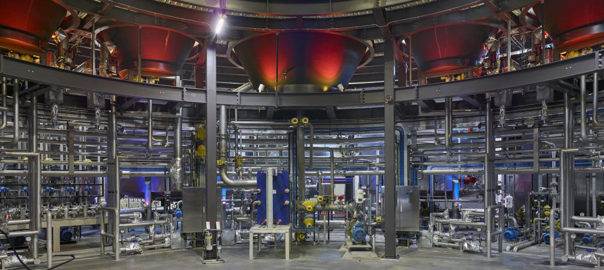 Engineering underneath the stills at The Macallan Distillery